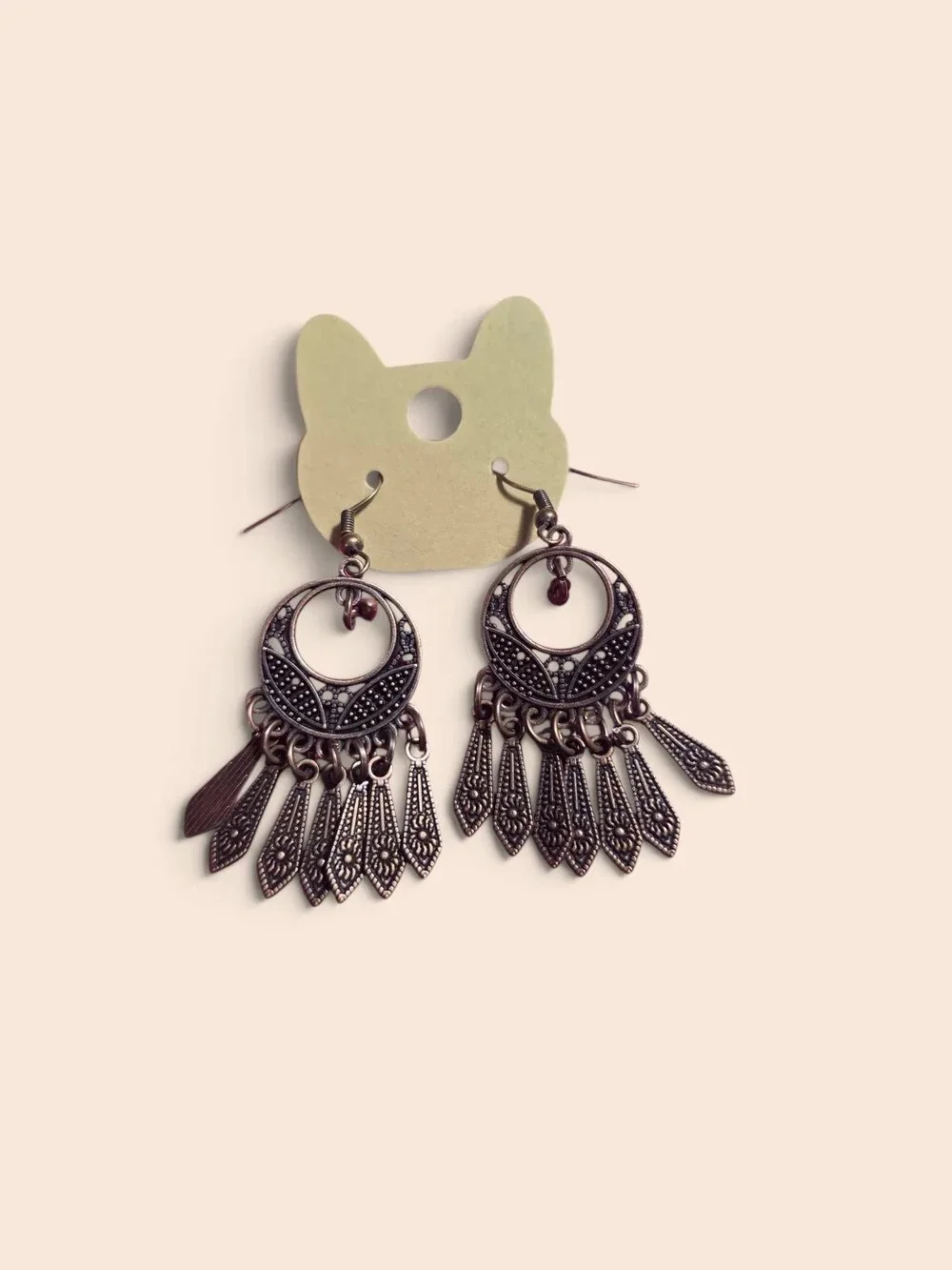 Antique Bronze Filigree Chandelier Dangle Earrings